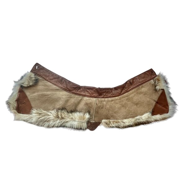 Fox Fur Collar Leather Backing Buttonholes Vintage - Picture 4 of 12